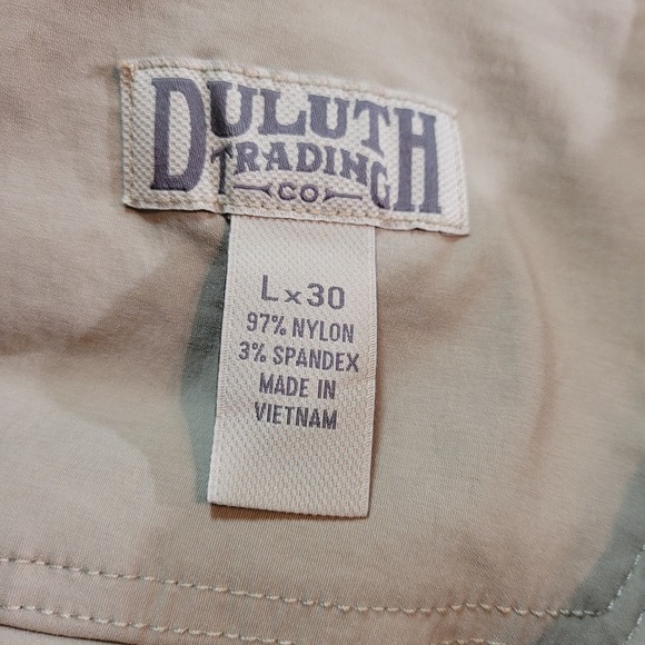 Duluth Trading Mens L Cargo Pants Khaki Nylon Spandex Outdoor Work Utility 34x30 - Picture 6 of 8